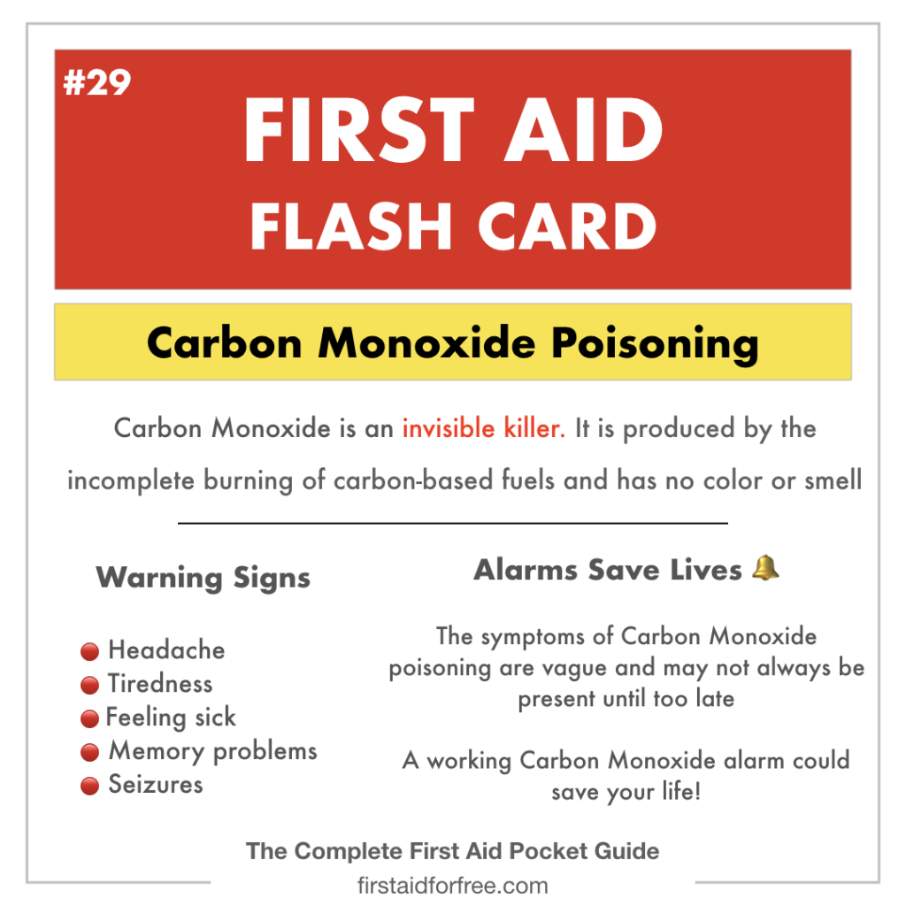 How To Spot Carbon Monoxide Poisoning CPR Test   First Aid Flashcard 29 Carbon Monoxide.001 1024x1024 